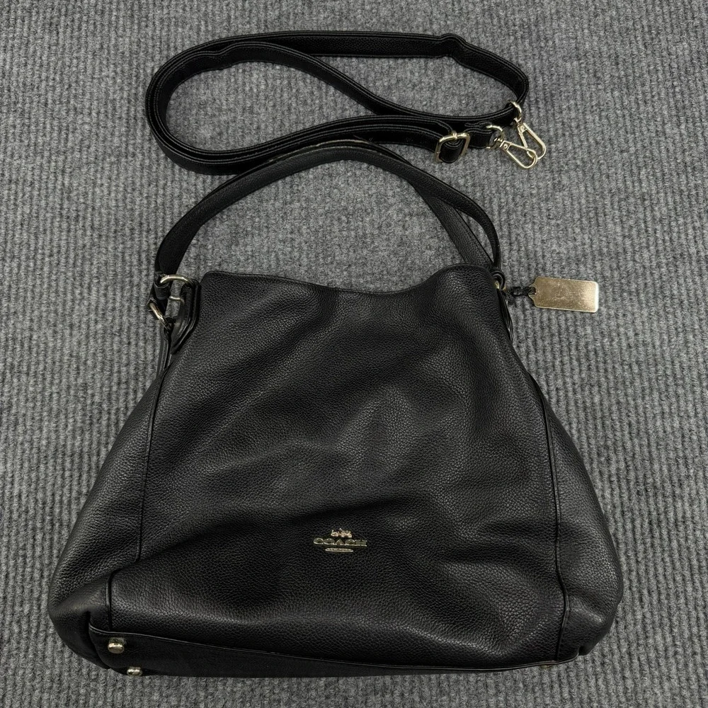 Vintage Coach Edie 31 Black Refined Pebbled Leather Shoulder Slouchy Hobo Bag